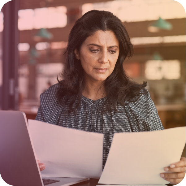 Woman looking at papers