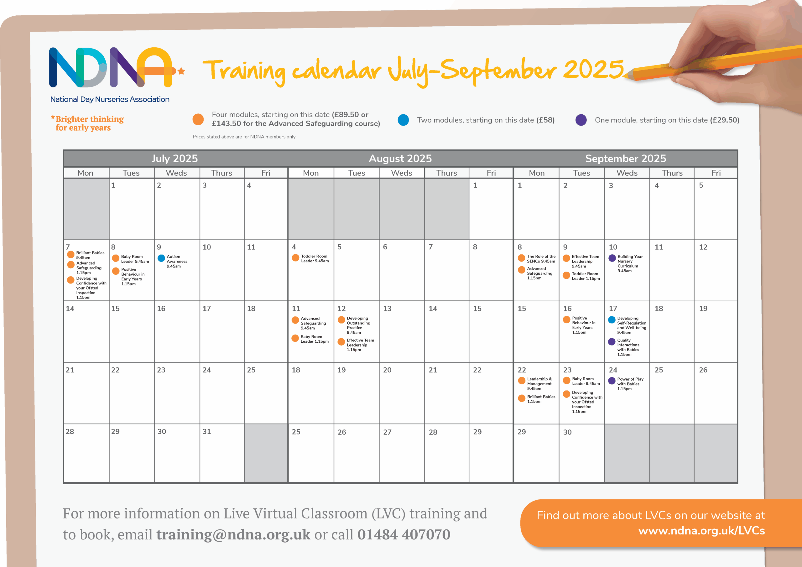 Training calendar