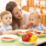 Children eating healthy food