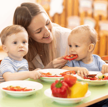 Children eating healthy food