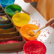 Rainbow rice art activity