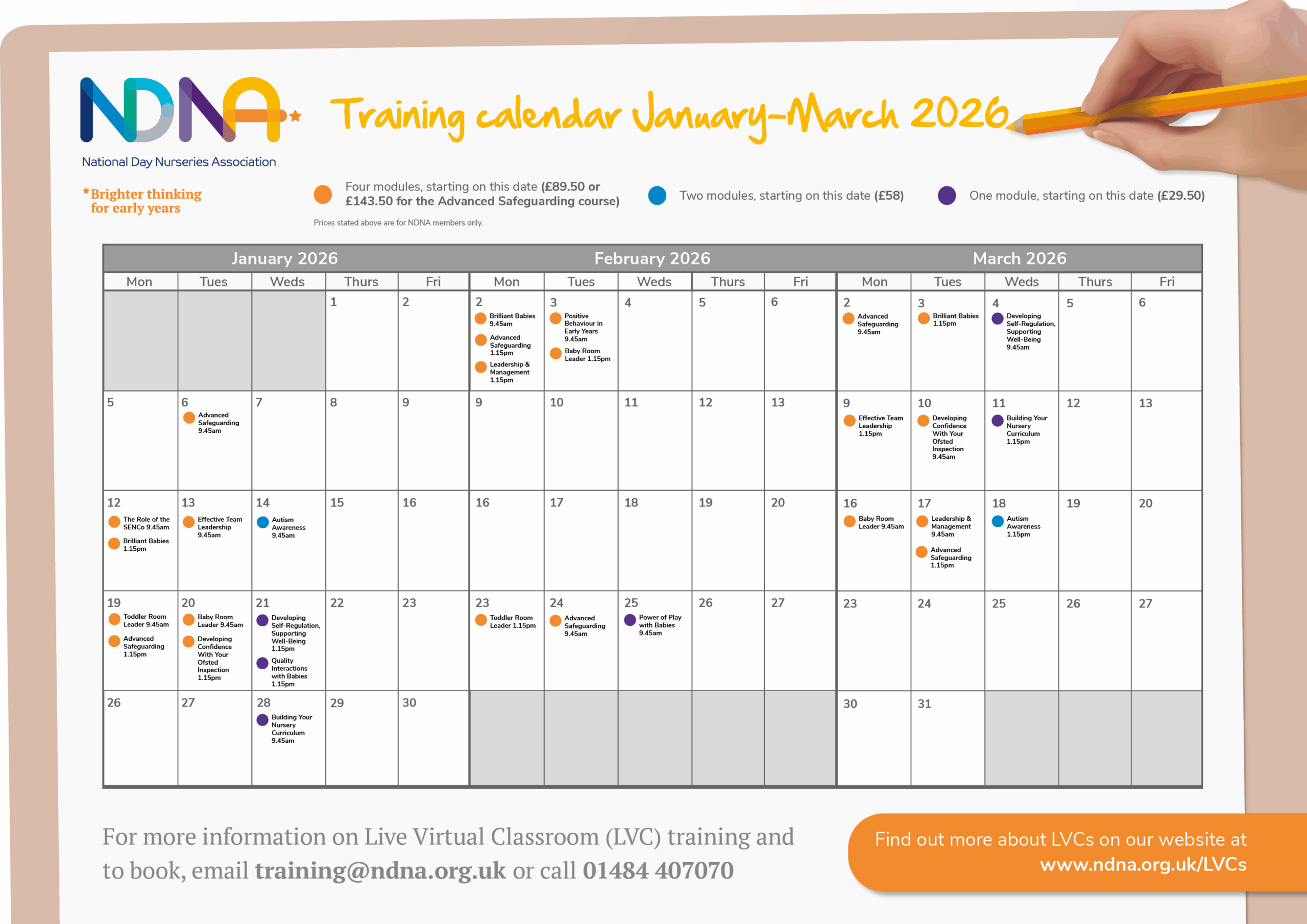 Training calendar